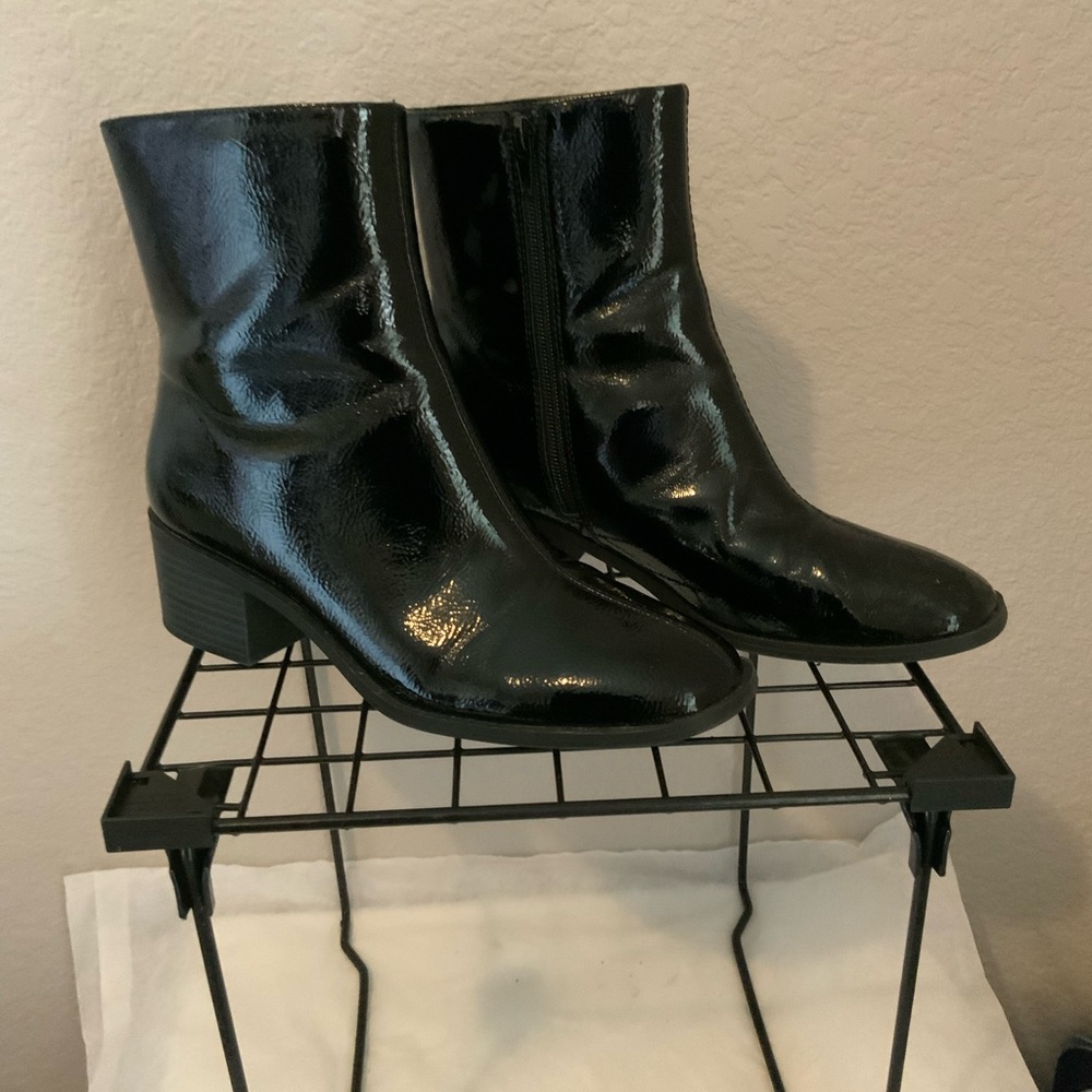 Black Patent Ankle Boots